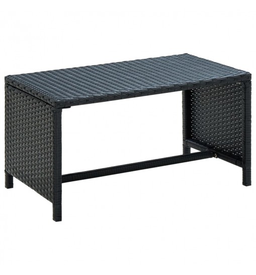 vidaXL Coffee Table Black 27.6"x15.7"x15" Poly Rattan