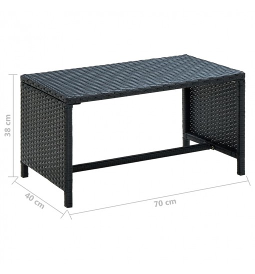 vidaXL Coffee Table Black 27.6"x15.7"x15" Poly Rattan