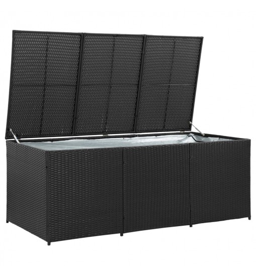 vidaXL Patio Storage Box Poly Rattan 70.9"x35.4"x27.6" Black