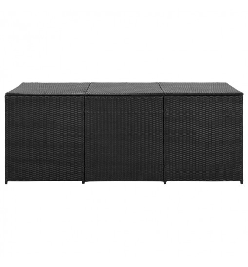 vidaXL Patio Storage Box Poly Rattan 70.9"x35.4"x27.6" Black