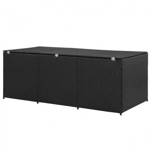 vidaXL Patio Storage Box Poly Rattan 70.9"x35.4"x27.6" Black