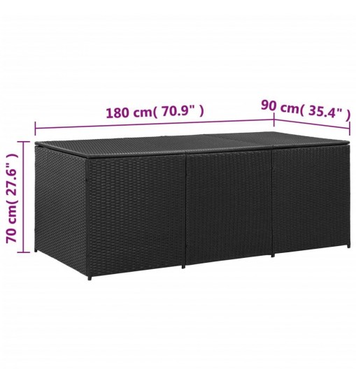 vidaXL Patio Storage Box Poly Rattan 70.9"x35.4"x27.6" Black