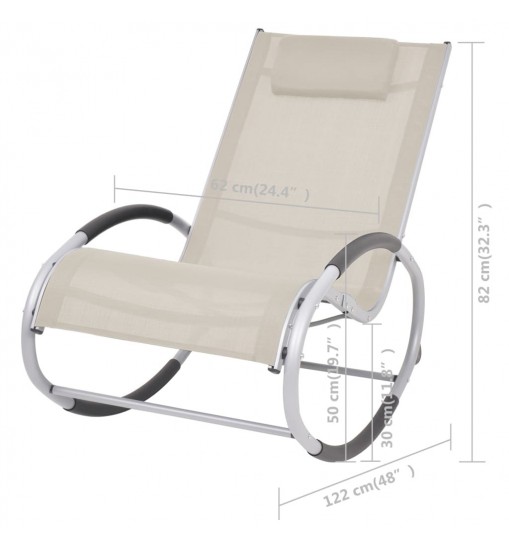 vidaXL Outdoor Rocking Chair Cream Textilene