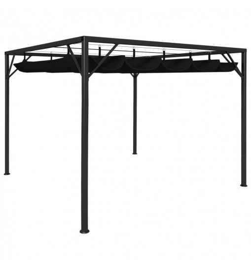 vidaXL Garden Gazebo with Retractable Roof Canopy 9.8'x9.8' Anthracite