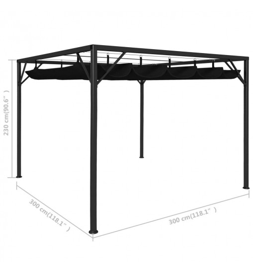 vidaXL Garden Gazebo with Retractable Roof Canopy 9.8'x9.8' Anthracite