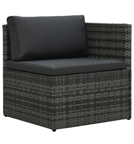 vidaXL 5 Piece Patio Lounge Set with Cushions Poly Rattan Gray