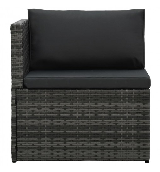 vidaXL 5 Piece Patio Lounge Set with Cushions Poly Rattan Gray