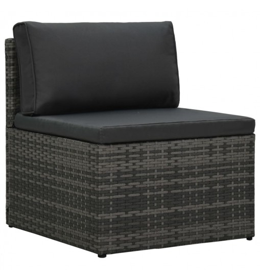 vidaXL 5 Piece Patio Lounge Set with Cushions Poly Rattan Gray