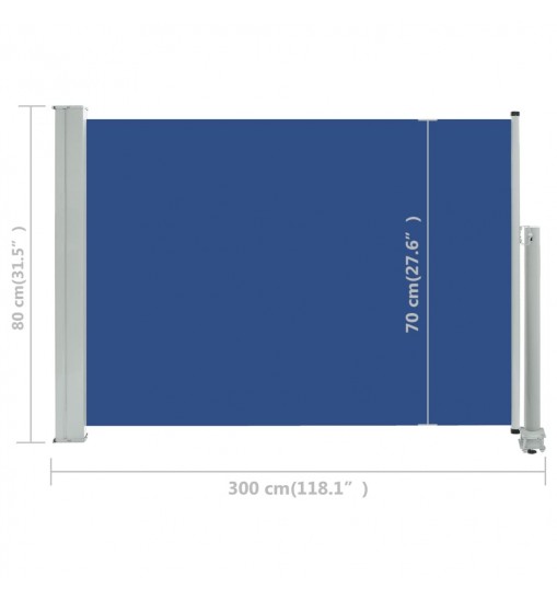 vidaXL Patio Retractable Side Awning 31.5"x118.1" Blue