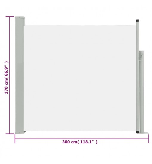 vidaXL Patio Retractable Side Awning 66.9"x118.1" Cream