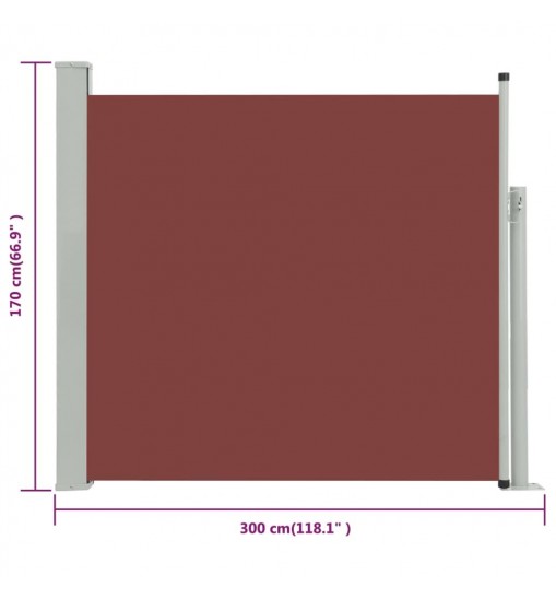 vidaXL Patio Retractable Side Awning 66.9"x118.1" Brown