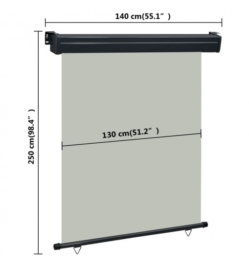 vidaXL Balcony Side Awning 55.1"x98.4" Gray