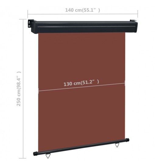 vidaXL Balcony Side Awning 55.1"x98.4" Brown