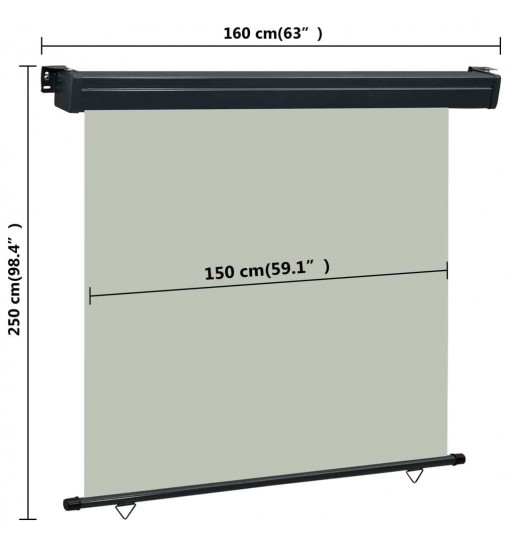 vidaXL Balcony Side Awning 63"x98.4" Gray