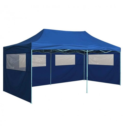 vidaXL Professional Folding Party Tent with 4 Sidewalls 9.8'x19.7' Steel Blue