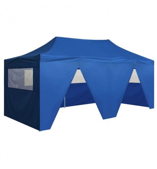 vidaXL Professional Folding Party Tent with 4 Sidewalls 9.8'x19.7' Steel Blue