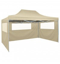 vidaXL Professional Folding Party Tent with 3 Sidewalls 9.8'x13.1' Steel Cream