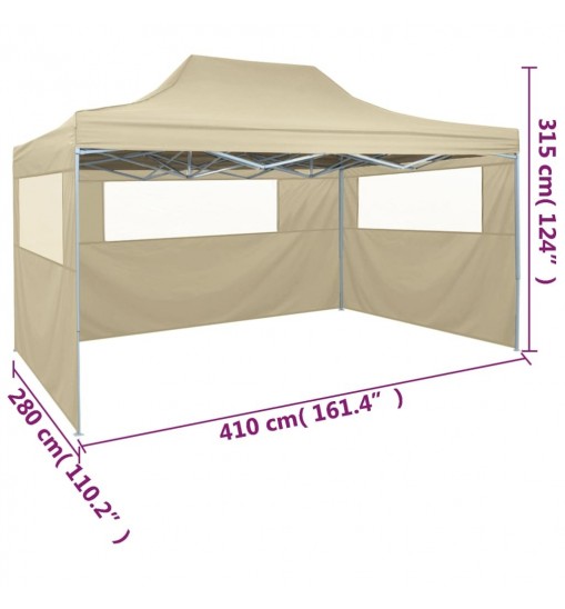 vidaXL Professional Folding Party Tent with 3 Sidewalls 9.8'x13.1' Steel Cream