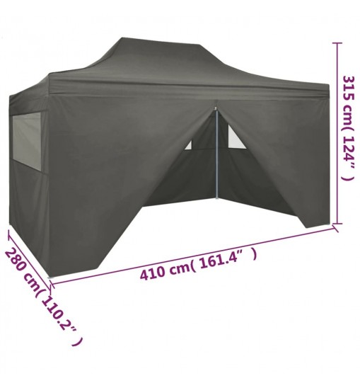 vidaXL Professional Folding Party Tent with 4 Sidewalls 9.8'x13.1' Steel Anthracite