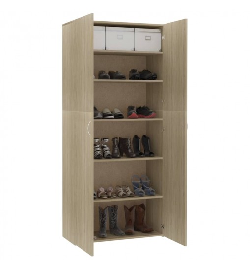 vidaXL Shoe Cabinet Sonoma Oak 31.5"x14"x70.9" Engineered Wood