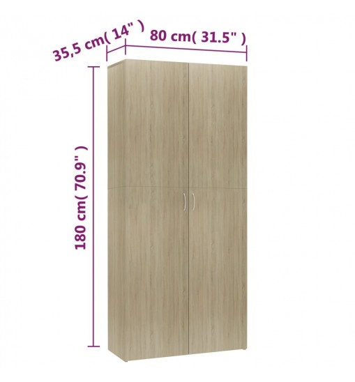 vidaXL Shoe Cabinet Sonoma Oak 31.5"x14"x70.9" Engineered Wood