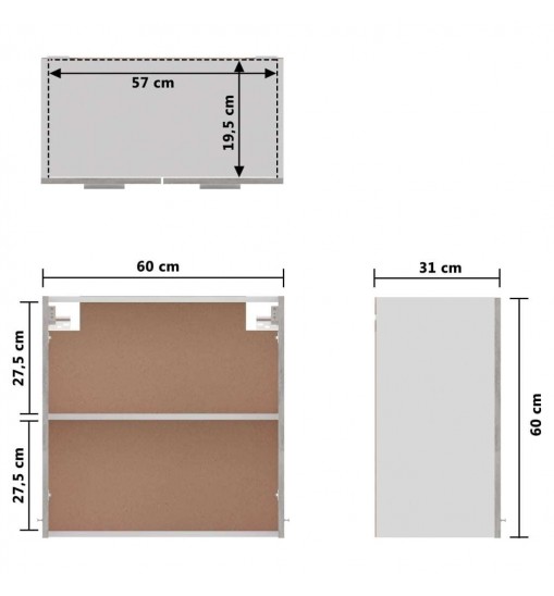 vidaXL Hanging Cabinet Concrete Gray 23.6"x12.2"x23.6" Engineered Wood