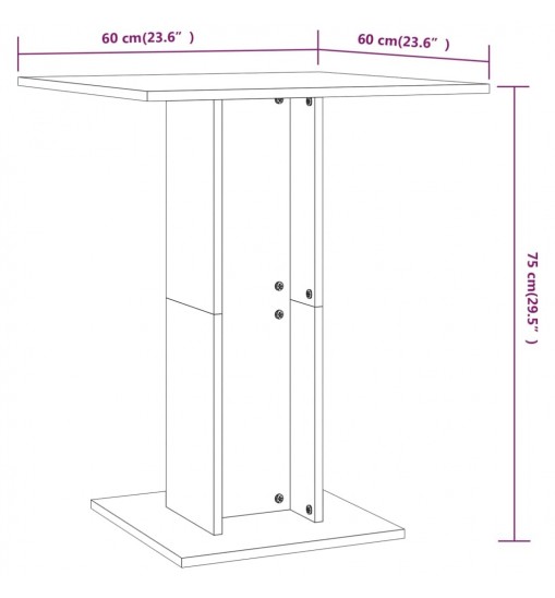 vidaXL Bistro Table White 23.6"x23.6"x29.5" Engineered Wood