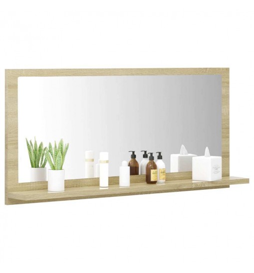 vidaXL Bathroom Mirror Sonoma Oak 31.5"x4.1"x14.6" Engineered Wood