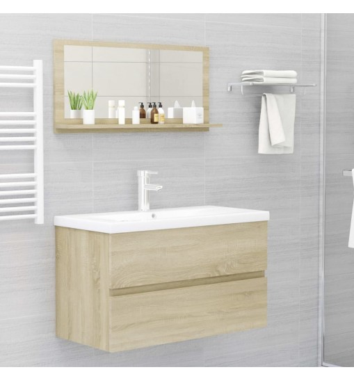 vidaXL Bathroom Mirror Sonoma Oak 31.5"x4.1"x14.6" Engineered Wood