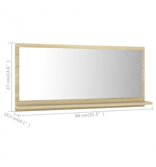 vidaXL Bathroom Mirror Sonoma Oak 31.5"x4.1"x14.6" Engineered Wood