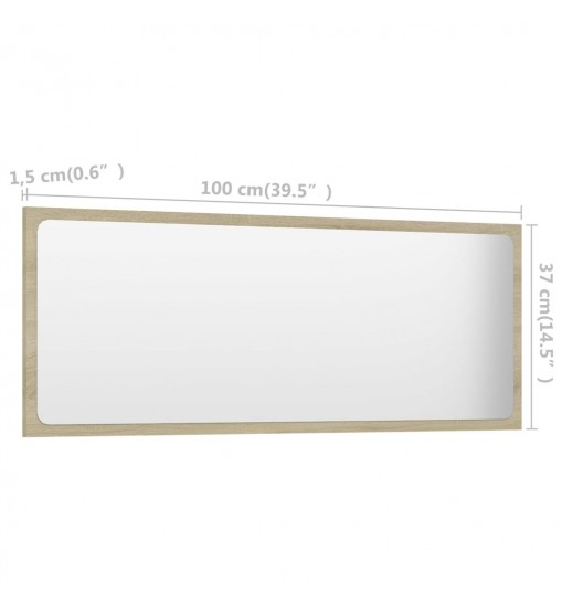 vidaXL Bathroom Mirror Sonoma Oak 39.4"x0.6"x14.6" Engineered Wood