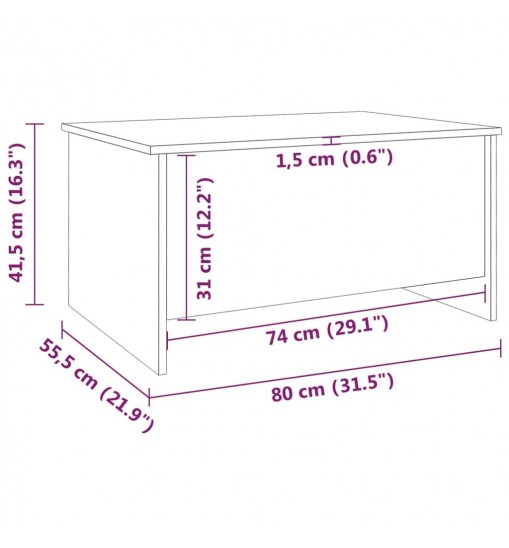 vidaXL Coffee Table White 31.5"x21.9"x16.3" Engineered Wood