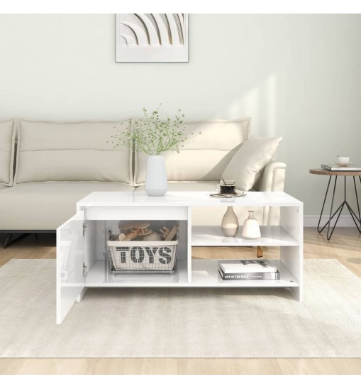 vidaXL Coffee Table High Gloss White 40.2"x19.7"x17.7" Engineered Wood