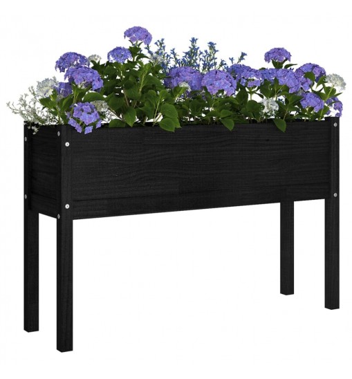 vidaXL Garden Planters 2 pcs Black 43.3"x12.2"x27.6" Solid Wood Pine