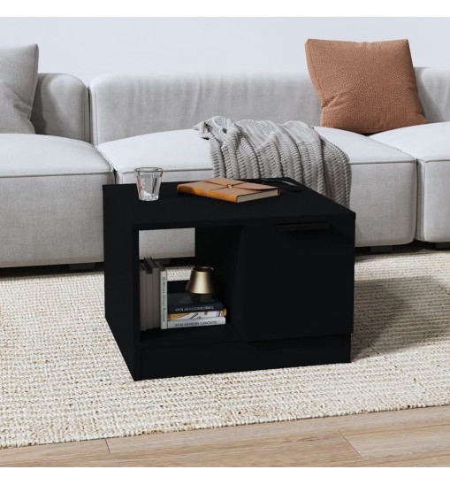 vidaXL Coffee Table Black 19.7"x19.7"x14.2" Engineered Wood