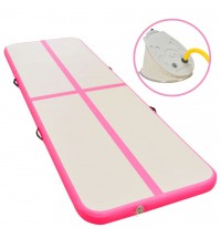 vidaXL Inflatable Gymnastics Mat with Pump 157.4"x39.3"x3.9" PVC Pink