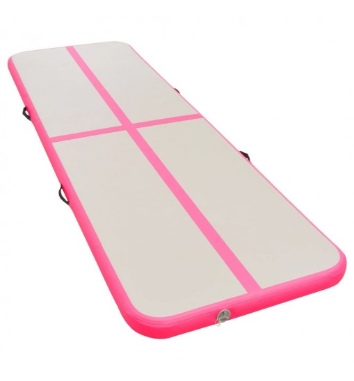 vidaXL Inflatable Gymnastics Mat with Pump 157.4"x39.3"x3.9" PVC Pink