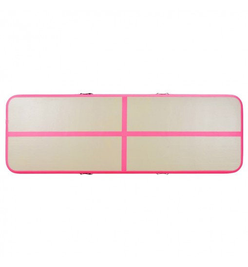 vidaXL Inflatable Gymnastics Mat with Pump 157.4"x39.3"x3.9" PVC Pink