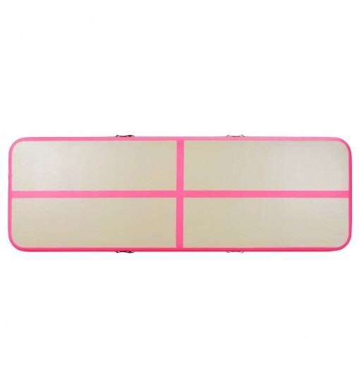 vidaXL Inflatable Gymnastics Mat with Pump 236.2"x39.4"x3.9" PVC Pink