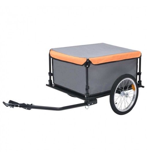 vidaXL Bike Cargo Trailer Gray and Orange 143.3 lb