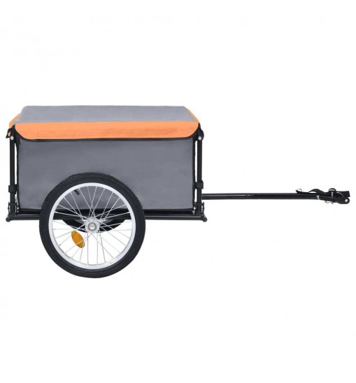 vidaXL Bike Cargo Trailer Gray and Orange 143.3 lb