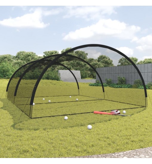 vidaXL Baseball Batting Cage Net Black 196.9"x157.5"x98.4" Polyester