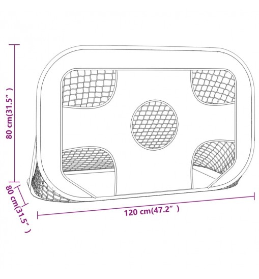 vidaXL Football Goal Net with Target 47.2"x31.5"x31.5" Polyester