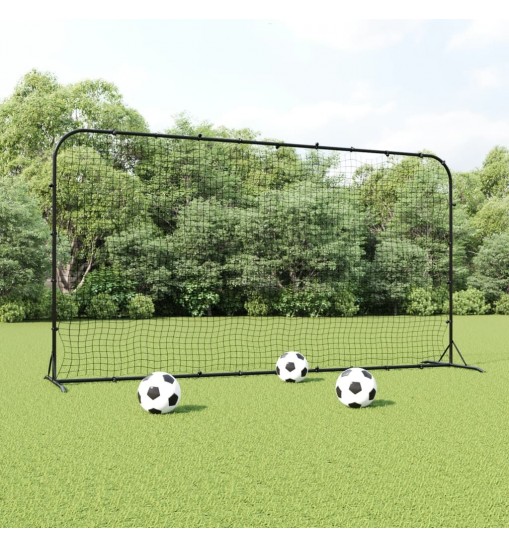 vidaXL Football Rebounder Net Black 144.1"x35.4"x72" HDPE