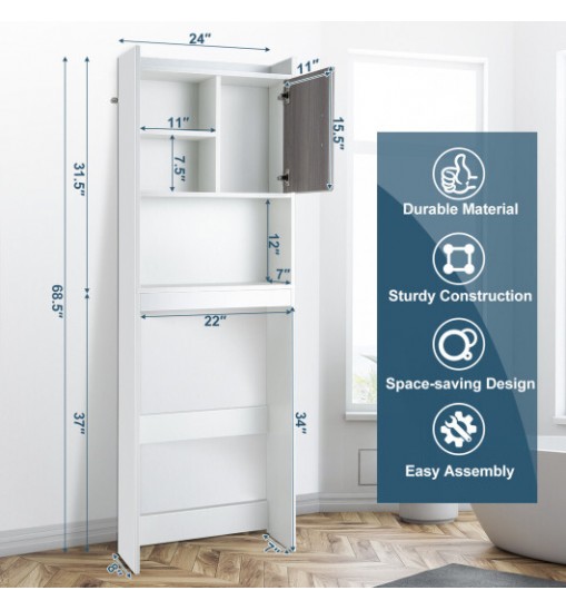 4-Tier Space-saving Toilet Sorage Cabinet with Open Shelves