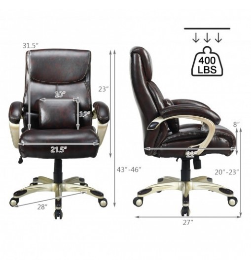 Adjustable Executive Office Recliner Chair with High Back and Lumbar Support-Black