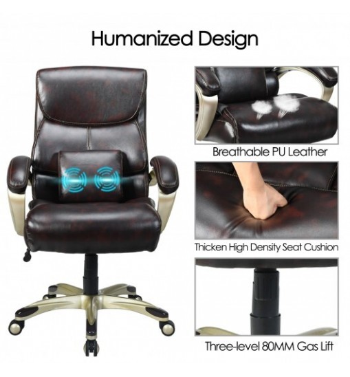 Adjustable Executive Office Recliner Chair with High Back and Lumbar Support-Black