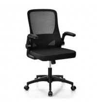 Swivel Mesh Office Chair with Foldable Backrest and Flip-Up Arms-Black