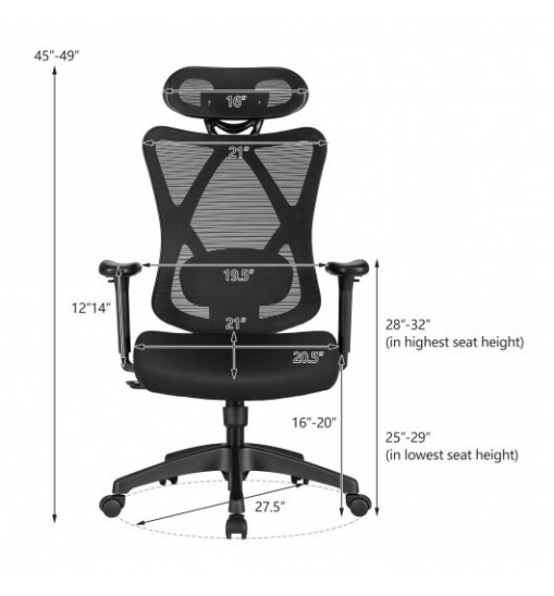 High Back Mesh Executive Chair with Adjustable Lumbar Support