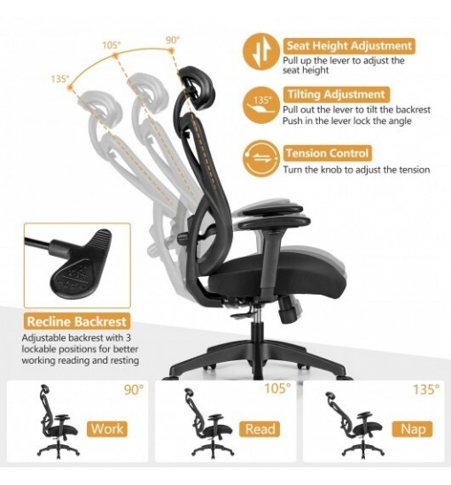 High Back Mesh Executive Chair with Adjustable Lumbar Support